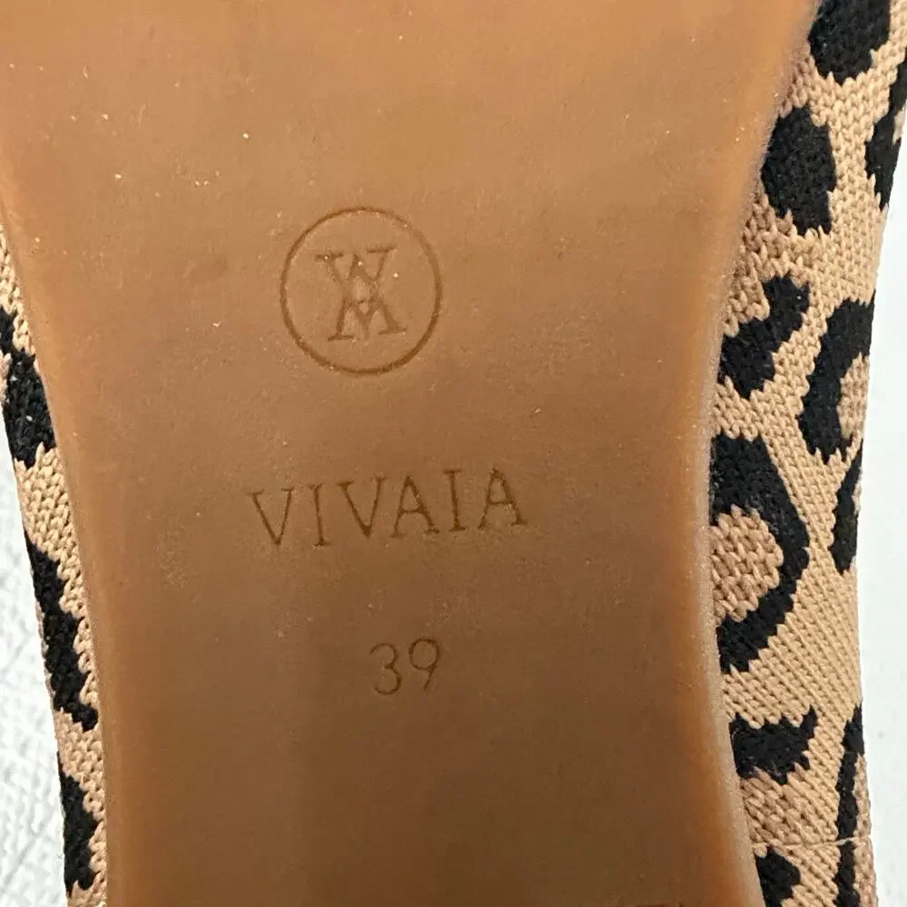 Vivaia Aria Pointed Toe Ballet Flats Women’s Size 8 Dark Leopard Brown Knit 39